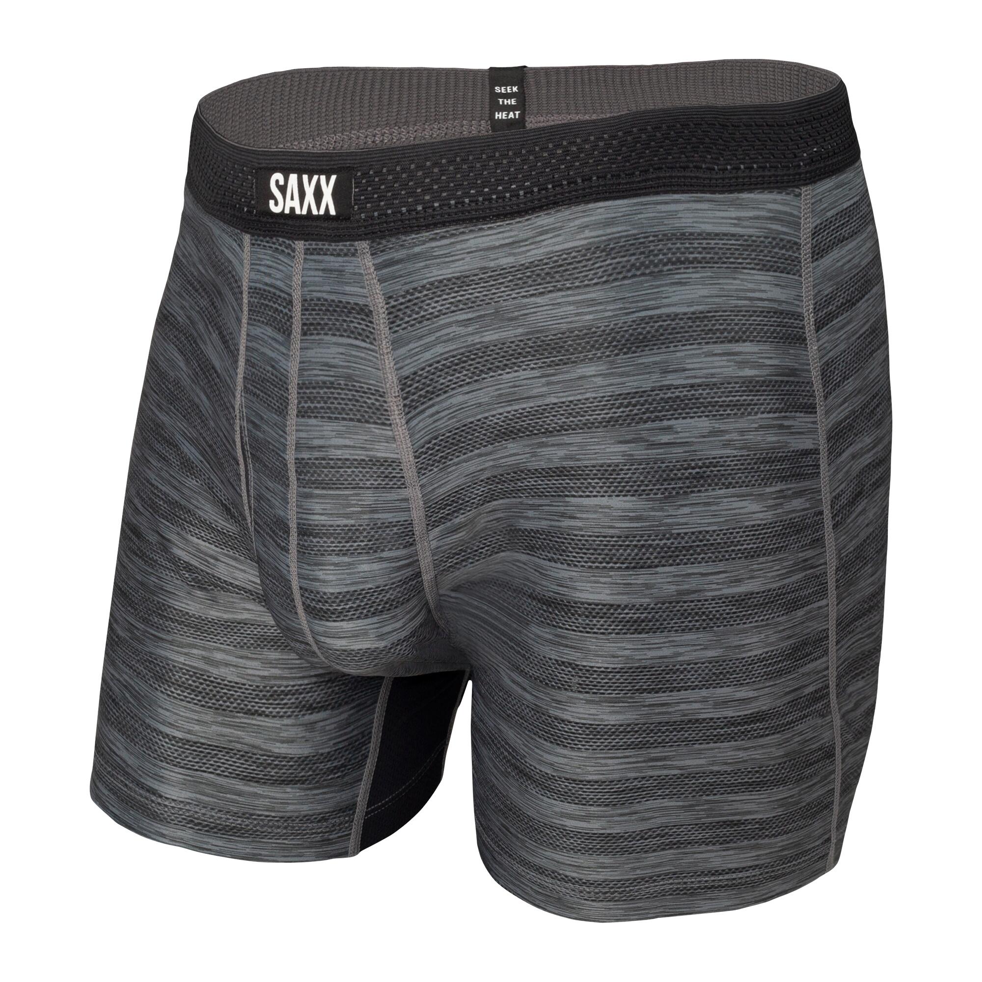 Men's quick-drying SAXX VIBE Boxer Briefs with hearts - gray. Grey