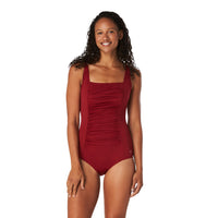 Speedo Adjustable Solid Shirred Women's One-Piece Swimsuit