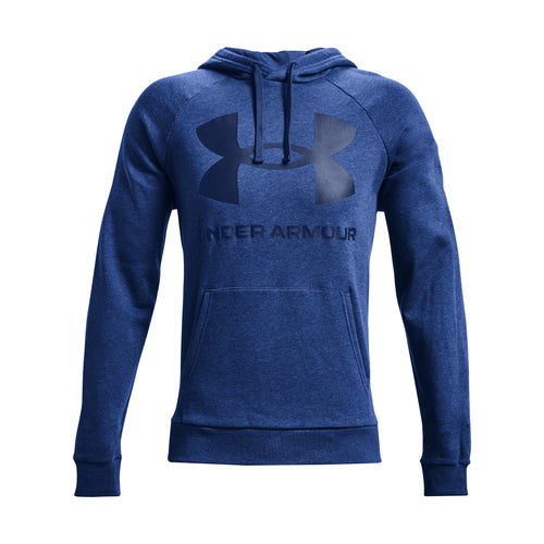 Under Armour Men's Rival Fleece Colorblock Hoodie, Indigo (404)/Tech Blue,  Small at  Men's Clothing store