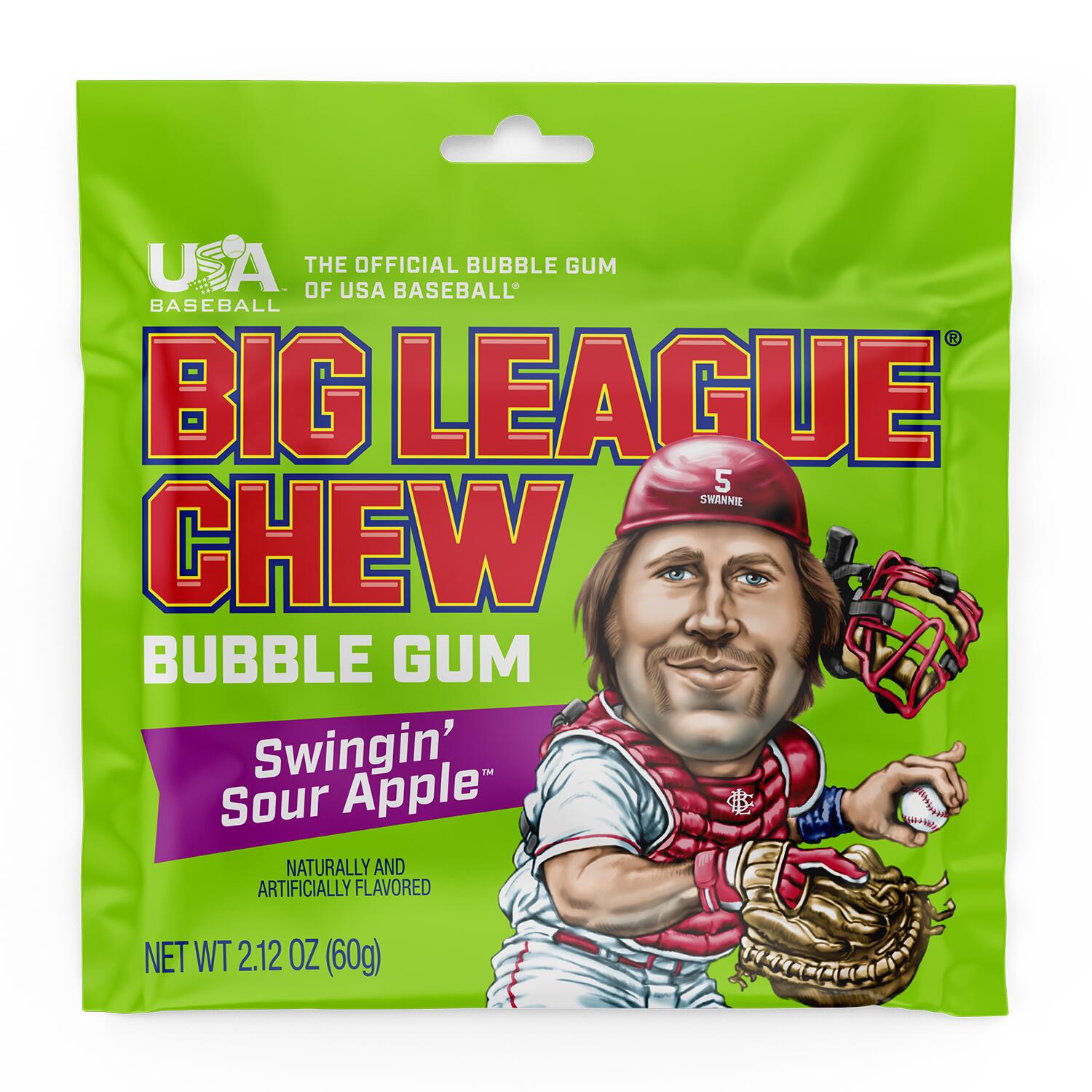 Big League Chew Swingin’ Sour Apple Gum - 60G Pack | Source for Sports