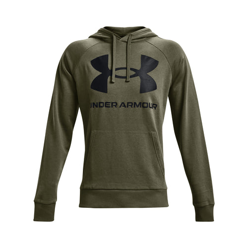 Under Armour Mens Rival Fleece Antler Hoodie, (037) Khaki Gray / / Summit  White, Small at  Men's Clothing store
